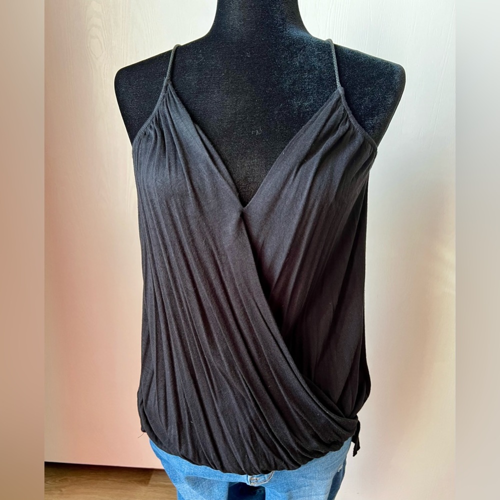 Bailey 44 Black Draped Camisole Top